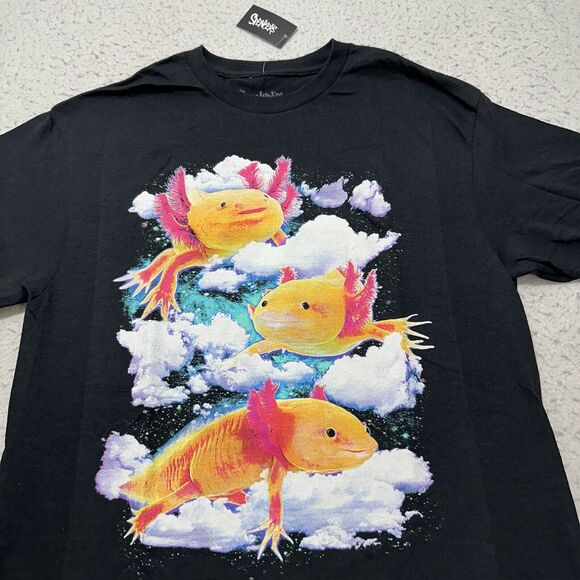 Spencer's Men's Medium Axolotl Graphic T Shirt Black Short Sleeve Crewneck Tee - Picture 2 of 11